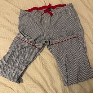 J. Crew Blue Striped Joggers with Red Accents